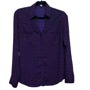 Express Blue and Pink LongSleeve Button Down Women's Shirt Sz Small